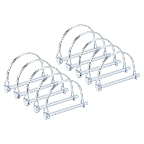 PATIKIL Trailer Coupler Pin 15/64" x2-3/4, 10 Pcs Wire Lock Safety Shaft Locking Round Pto Pins for Farm Trailers Lawn Hitches Garden Tractor Kayak Boat, Silver (6x70mm) - size: 15/64"x2-3/4"