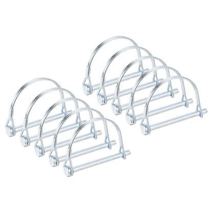 PATIKIL Trailer Coupler Pin 15/64" x2-3/4, 10 Pcs Wire Lock Safety Shaft Locking Round Pto Pins for Farm Trailers Lawn Hitches Garden Tractor Kayak Boat, Silver (6x70mm) - size: 15/64"x2-3/4"