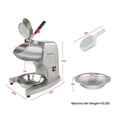 Electric Ice Shaver,Shaved Ice Machine Strong Powerful For Home&Commercial Use,Steel Ice Crusher With Dual Blades&Lips,Higher Ice Outlet for Plate,Bowl&Cup,300W/2200rpm/220lbs/hrs. - size: M-UPDATED