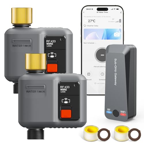 WiFi Water Timer for Garden Hose(2 Valves+1 WiFi Hub)，WiFi Hose Timer - size: 2pcs,1 Gateway