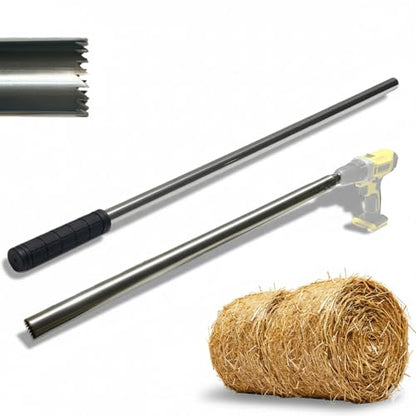 Hay Probe Sampler Electric Drill Compatible 26 Inch Stainless Steel Hay Core Sampler with Quick-Detach Design for Hay Bale Sampling (Not Include Electric Drill)