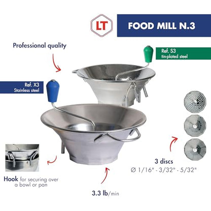 Louis Tellier - Professional Tinned Food Mill & Ricer N.3