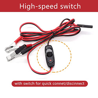 mxuteuk 8FT SAE 16AWG Wire Harness with On/Off Switch Silver Alligator Clips,12V Sprayer Parts Switch Wire Harness with Lamp,for Sprayers,Tractors,ATV,UTV,and Other Battery Power Supplie - color: Silver