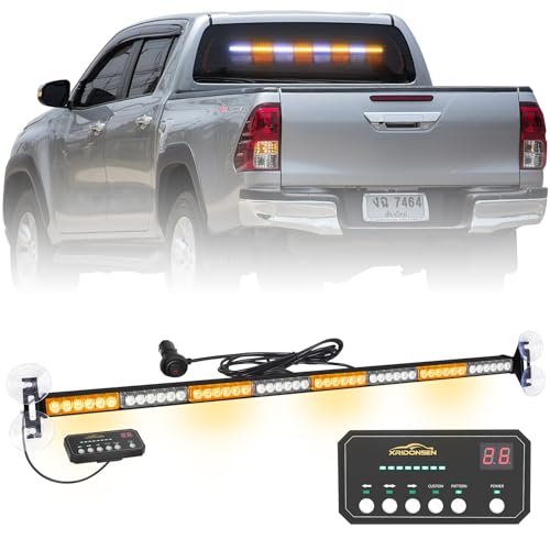XRIDONSEN 35 inch Traffic Advisor Light Bar 48 LED Strobe Lights - color: Amber/White