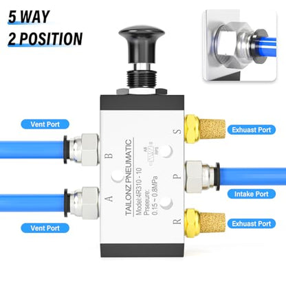 TAILONZ 3/8"NPT 5/2 4R310-10 Manual Valve - size: 3/8"NPT, style: 5 Way 2 Position Manual
