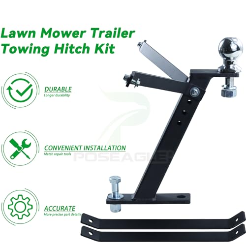 [Upgraded] Lawn Mower Trailer Towing Hitch, 1-7/8-Inch Diameter