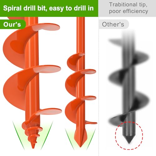Insaga 2Pack Auger Drill Bit for Post Hole Digger, Spiral Garden Earth Auger Bulb Drill Bit for Planting 1.6 x 9'' and 4 x 12'', Hole Digger for Fence Posts,Flowers Plants, Fits 3/8" Hex Drive Drill - size: 1.6 x 9'' + 4'' x 12''