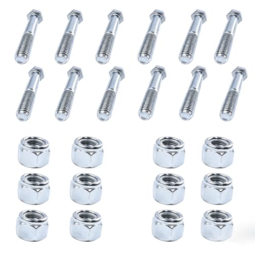 12Pcs Grade 5 Shear Bolts for Rotary Cutters 1/2" x 3-1/2" with Nylock Nuts