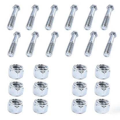 12Pcs Grade 5 Shear Bolts for Rotary Cutters 1/2" x 3-1/2" with Nylock Nuts