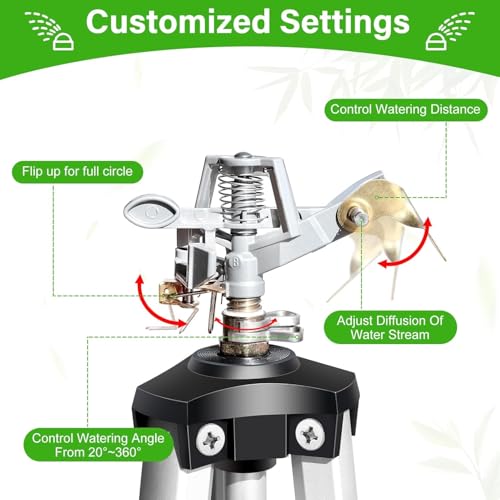 Heavy Duty Impact Sprinkler on Tripod Base,2 Pack 50 Inch Tripod Sprinkler - size: 50in-2pack