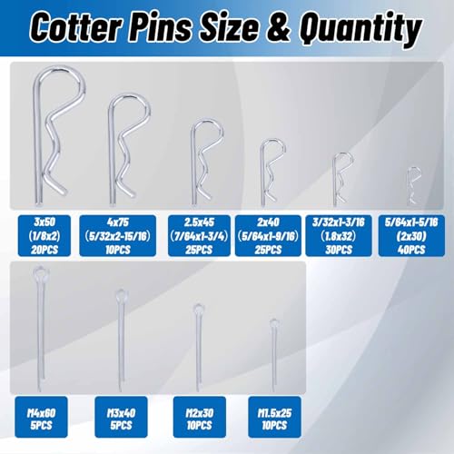 230Pcs Heavy Duty Pin Assortment Kit, 3 Point Accessories - style: 230PCS
