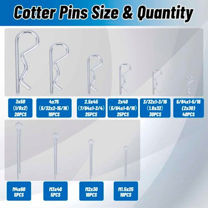230Pcs Heavy Duty Pin Assortment Kit, 3 Point Accessories - style: 230PCS