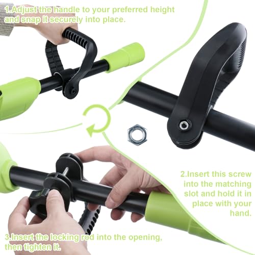 24V 2-in-1 Cordless Tiller Cultivator, 4-Inch Tilling Width and Depth, Handheld with Extension Rod, 235 RPM Electric Garden Tiller, Lightweight 1.2kg Body, 2 × 1.5Ah Batteries & Charger (24V-Green)