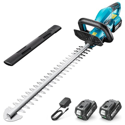 SEESII 20" Hedge Trimmer Cordless with 2× 4.0Ah Battery, Lightweight Design - color: Blue