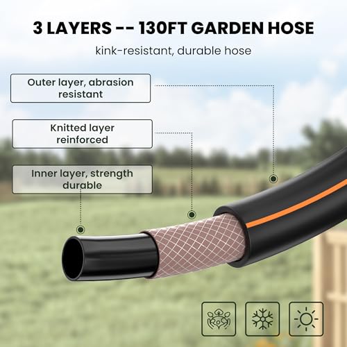 Giraffe Tools Retractable Garden Hose Reel 1/2"130FT Wall Mount Auto Rewind - size: 1/ 2"130 ft