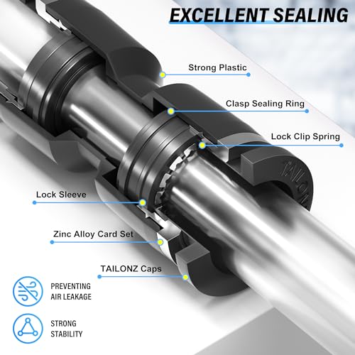 TAILONZ 1/4" Push to Connect Fitting Splitters+Elbows+Tees+Straight 40pcs - color: Black, size: 1/4"OD/40PCS