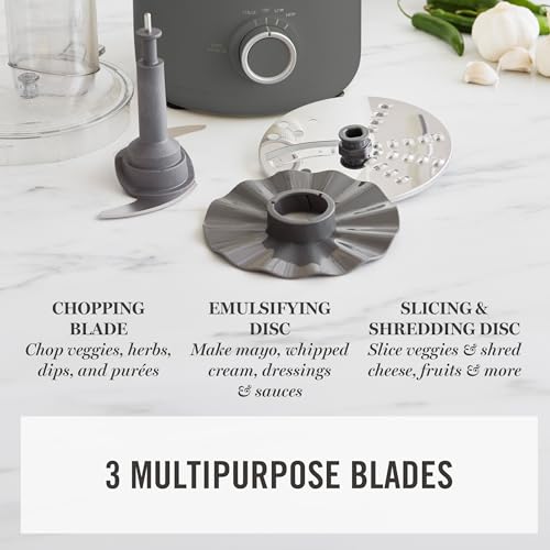 Martha Stewart 10 Cup Food Processor & Electric Chopper, One Touch Pulse - color: Caviar Gray