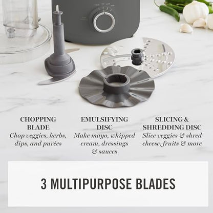 Martha Stewart 10 Cup Food Processor & Electric Chopper, One Touch Pulse - color: Caviar Gray