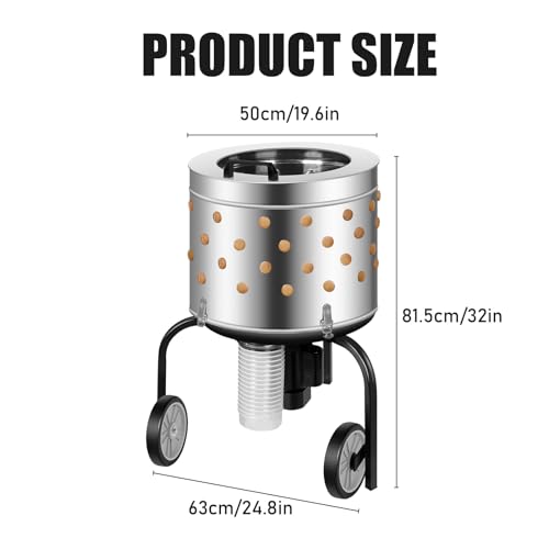 450W Chicken Plucker Machine, 20 "Diameter Stainless Steel Drum, Portable Poultry Plucker with 108 Soft Fingers, Skin-Friendly Design for All Kinds of Poultry