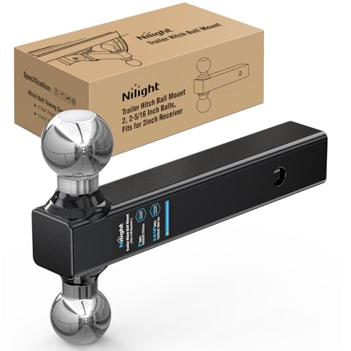 Nilight Trailer Hitch Ball Mount 2" & 2-5/16" Balls Fits 2" Receiver - color: 2" hitch 2 ball