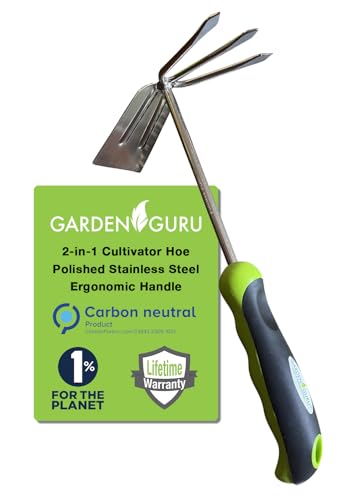 Garden Guru Hand Cultivator Rake Hoe Tiller Tool - Stainless Steel for Ultimate Strength - Rust Resistant - Ergonomic Handle - Great for Gardening Cultivating Loosening Weeding - size: 1 Pack