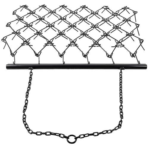 5x4.5FT Steel Drag Harrow Field Leveling Chain Rake for ATV UTV Black - size: 5x4.5ft