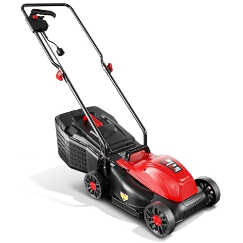 Baotree 12Amp 16" Lawn Mower, 3-Position Height Adjustment, 2-in-1 Mulching & Bagging, Corded Lawn Mower for Your Garden