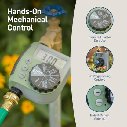 Orbit One Outlet Single-Dial Hose Faucet Timer - Easy Programmable - For Garden Watering System - LCD Hose Timer with Adjustable Watering Schedule - 62056 - size: Single