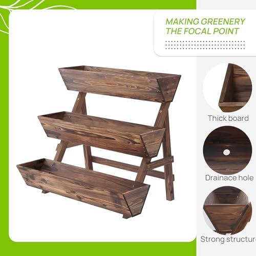 Vertical Garden Planter Tiered Planter 3 Tier Raised Garden Bed Outdoor - color: Carbonized, size: 3-Tier-Large