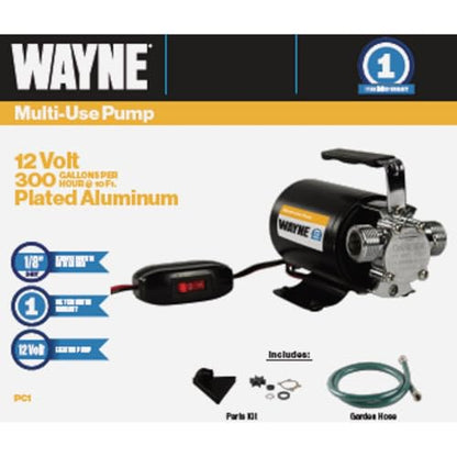 WAYNE PC1-12V Bronze Plated Portable Transfer Pump - Up to 350 Gallons Per Hour - Portable Multi-Use Pump