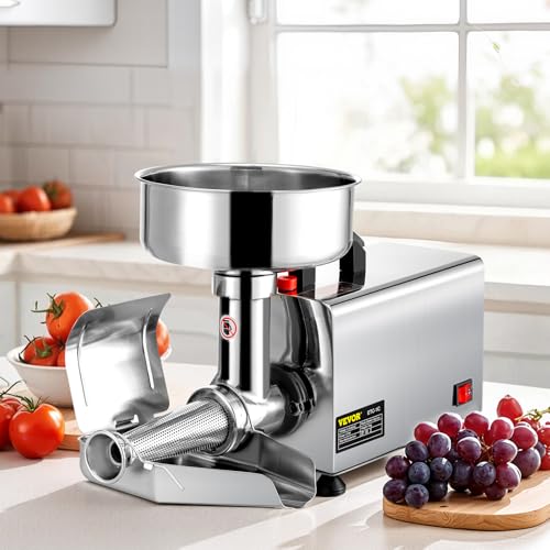 VBENLEM 110V Electric Tomato Strainer 370W Commercial Grade Tomato Milling Machine Stainless Steel Tomato Press and Strainer 90-160 Kg/H Pure Copper Motor Food Strainer and Sauce Maker