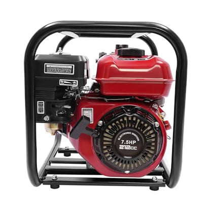 7.5HP 4 Stroke Gasoline Water Pump, 212cc Twin Impeller High Pressure Pump with Water Pipe, 328.1ft Max Head, 1659.79 ft³/h Max Flow, 2” Gas Water Transfer Pump for Agricultural Irrigation