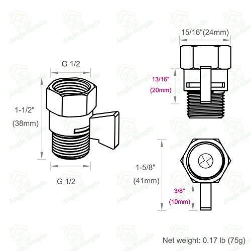Angle Simple Shower Flow Control Valve, Water Shut Off Valve, Titanium Gold - color: Titanium Gold