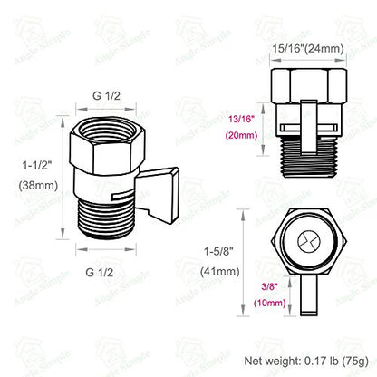 Angle Simple Shower Flow Control Valve, Water Shut Off Valve, Titanium Gold - color: Titanium Gold