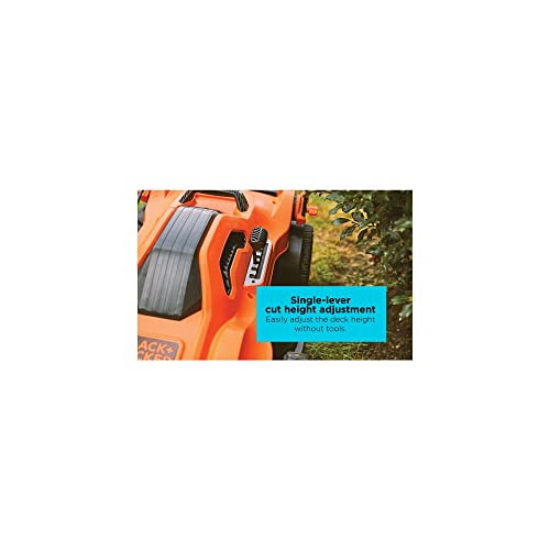 BLACK+DECKER Electric Push Lawn Mower, Corded, 13 Amp, 20-Inch Cutting Deck, 6 Setting Height Adjustment, Compact Storage, Collection Bag (BEMW213)