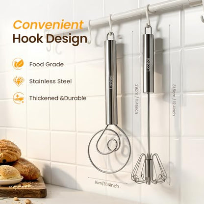 Danish Dough Whisk & Egg Whisk Set for Sourdough Bread, 12 inch - size: 12+12 inch