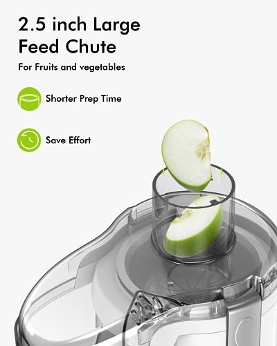 SIFENE 350W Compact Centrifugal Juicer Machine, 2.5" Chute, 3-Speed, White - color: White