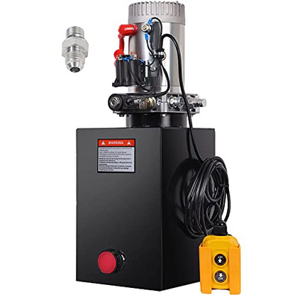 Ryan 8 Quart Hydraulic Power Unit, 12V DC Single Acting Hydraulic Power Unit, Iron Reservoir Hydraulic Pump for Lifting Dump Trailer