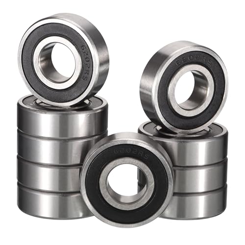 6202-11-2RS Deep Groove Bearings, ID 11mm x OD 35mm x Width 11mm Double Rubber Sealed Ball Bearings, Pre-Lubricated (GCr15) Chrome Steel 10pcs - size: 6202/11-2RS 11mmx35mmx11mm