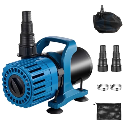 TONGCHANT Pond Pump, Adjustable Flow 700-1800GPH for fountains & waterfalls | 100W fountain pump for outdoor ponds,13FT max lift, 180° rotatable outlet, filter bag &20FT cord, ultra quiet, UL listed - size: 1800GPH-100W