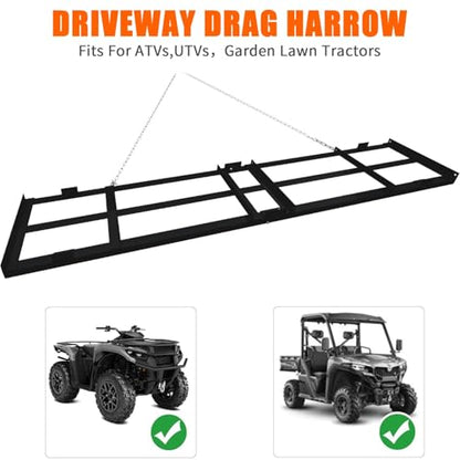 PioneerWorks 8FT Drag Harrow – Tow-Behind Leveler for ATV/UTV/Tractor - size: 96*20