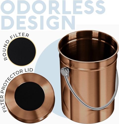 Epica Kitchen Compost Bin for Kicthen Countertops, 1.3 Galllon - Copper - color: Copper