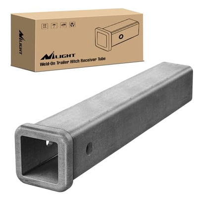 Nilight Hitch Adapter 2" x 12" Combo Bar Trailer Receiver Tube | Weld-on Raw Steel Hitch Bar Heavy Duty Unpainted Steel Receiver Extension - color: 2" x 12" Receiver Steel