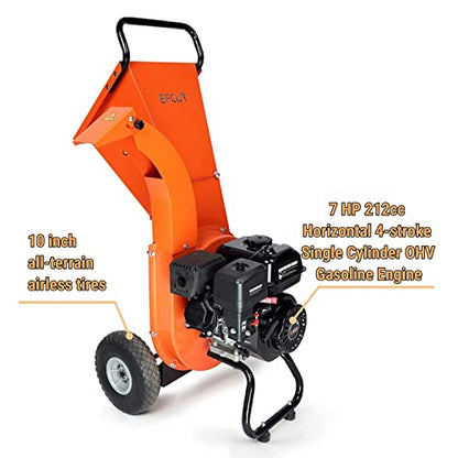 C30 Wood Chipper Shredder Mulcher 7 HP 212cc Heavy Duty Rotor Engine Gas Powered 3 inch Max Wood Diameter Capacity 20:1 Reduction Ratio - size: Pro: Faster & More Stable - C30