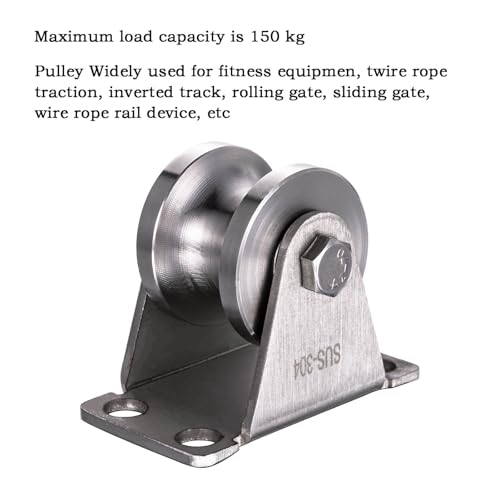 Cable Pulley Wheel Wall Mount, Duplex Bearings, Stainless Steel Rope Pulley for Pulley System, Sliding Gate, 4Pack - size: 32mm-4PCS