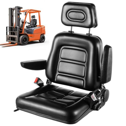 yeesport Universal Forklift Seat, Tractor Mower Seat with Headrest & Belt