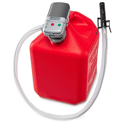 Deway Auto Fuel Transfer Pump, AA Battery, Auto-Stop, Beep Alert, Screw Cap - style: Auto-Stop & Beep Nozzle w/ 51" Plastic Hose