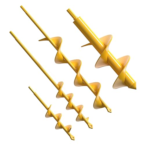 Garden Auger Drill Bit for Planting - Pack of (4) - Garden Ground Earth Post Hole Digger Drill Auger for Gardening Bulb Bedding Digging Plant Rapid Planter for 3/8in Hex Drill (Yellow) - size: Pack of 4