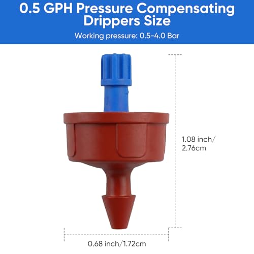0.5 GPH Pressure Compensating Drip Emitters for 1/4" Tubing, 30pcs - size: 30pcs 0.5 GPH