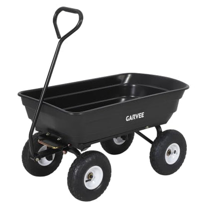 Garvee Garden Dump Cart, 600lb Heavy Duty Poly Wagon with Pneumatic Tires - size: 600LBS